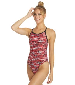 Shark Thin Strap One Piece Swimsuit -Cheap Swimming Gear 5667029352616 red 4a