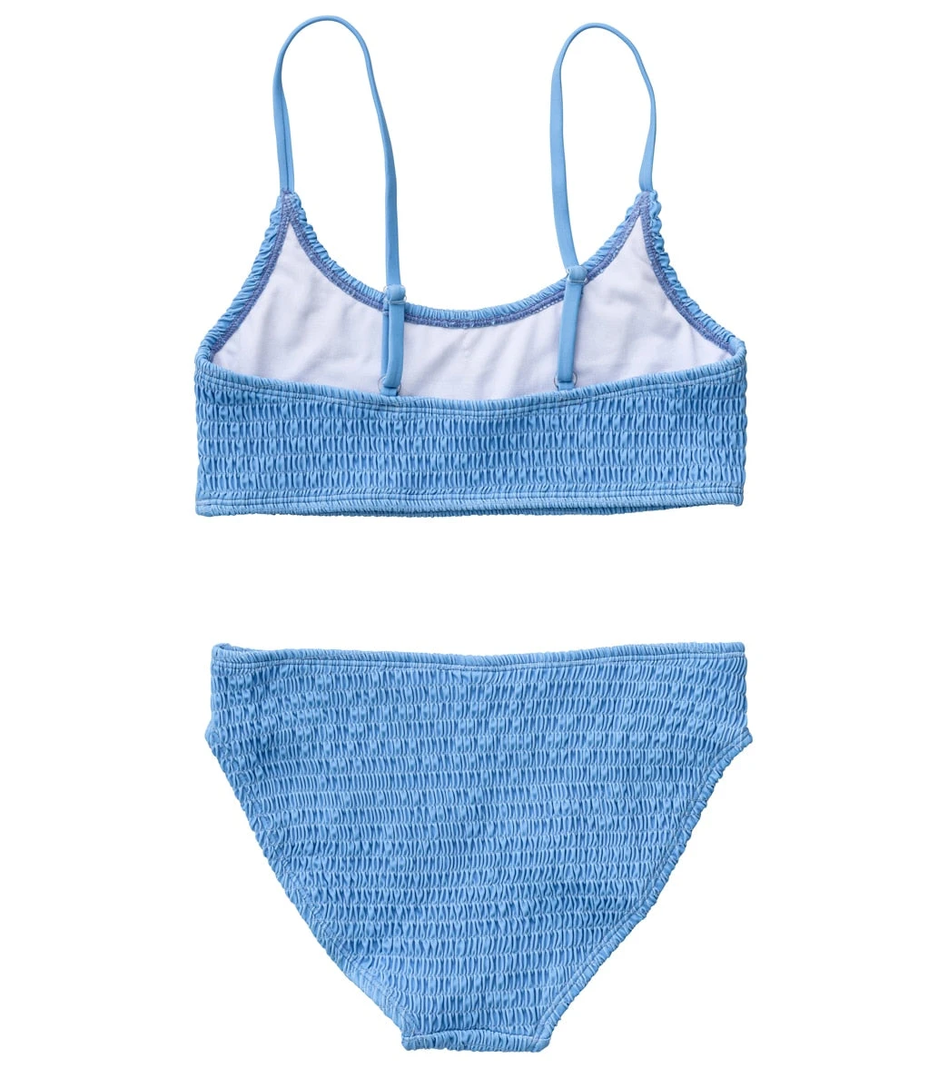 Girls' Powder Blue Sustainable Shirred Bikini Set (Little Kid, Big Kid) 2 Girls' Powder Blue Sustainable Shirred Bikini Set (Little Kid, Big Kid) - Image 2