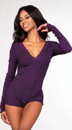 Dreamgirl Romantic Reverie Sleep Romper 13 Dreamgirl Romantic Reverie Sleep Romper -Cheap Swimming Gear DG 12253 Plum Front 2022MARCH42936