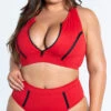 Plus Size Sporty Red Two Piece Swimsuit
