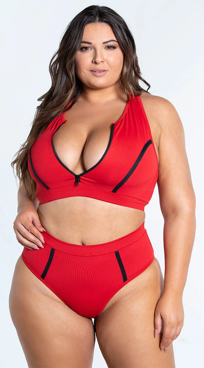 Plus Size Sporty Red Two Piece Swimsuit 1 Plus Size Sporty Red Two Piece Swimsuit