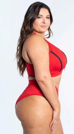Plus Size Sporty Red Two Piece Swimsuit 5 Plus Size Sporty Red Two Piece Swimsuit -Cheap Swimming Gear ES 6789X RED 4 YANDY PS02172022