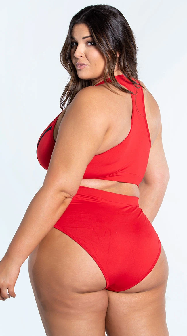 Plus Size Sporty Red Two Piece Swimsuit 2 Plus Size Sporty Red Two Piece Swimsuit - Image 2