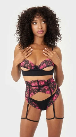 The Only One Three Piece Garter Set 7 The Only One Three Piece Garter Set -Cheap Swimming Gear ES 8643 BLACK PRINT 01 YANDY PS03312022