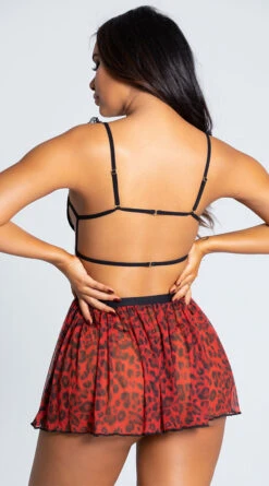 Yandy Fur Real Babydoll Set -Cheap Swimming Gear EY 4141 RED LEOPARD PS10282019 9