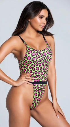 Yandy Cheetah Yourself High Cut One Piece Swimsuit 7 Yandy Cheetah Yourself High Cut One Piece Swimsuit -Cheap Swimming Gear EY 4173 GREEN PS01282020 6