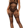 LEG AVENUE Illusion Fishnet And Lace Bodystocking