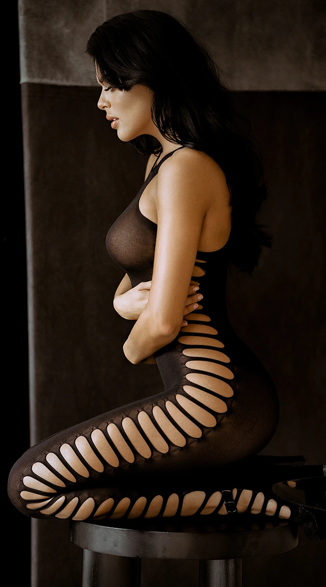 MUSIC LEGS Ribbed Cut-Out Bodystocking 2 MUSIC LEGS Ribbed Cut-Out Bodystocking - Image 2