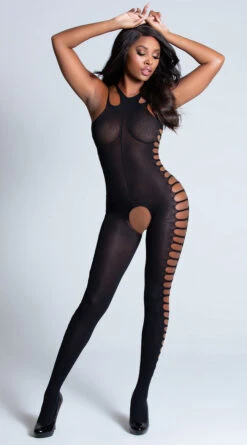 MUSIC LEGS Ribbed Cut-Out Bodystocking 8 MUSIC LEGS Ribbed Cut-Out Bodystocking -Cheap Swimming Gear ML 1325 BLACK PS06062019 3