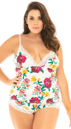 Plus Size Reina Floral PJ Short Set 6 Plus Size Reina Floral PJ Short Set -Cheap Swimming Gear OL 40 10731X WH104BWH FRONT HR 2021APR31866