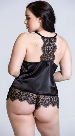 Roma Plus Size Elegant Satin Pajama Set 10 Roma Plus Size Elegant Satin Pajama Set -Cheap Swimming Gear RM LI225Q BLK 3 PS2018HOLIDAY 1113PROD