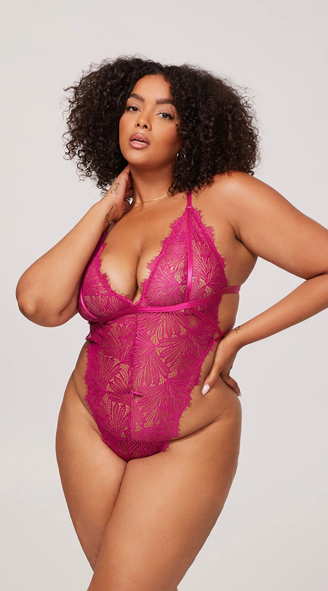 Yandy Plus Size High Key Fine Lace Teddy 6 Yandy Plus Size High Key Fine Lace Teddy - Image 6